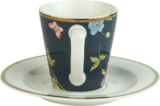 Laura Ashley Heritage Φλιτζάνι Espresso από Πορσελάνη Midnight Uni 90ml