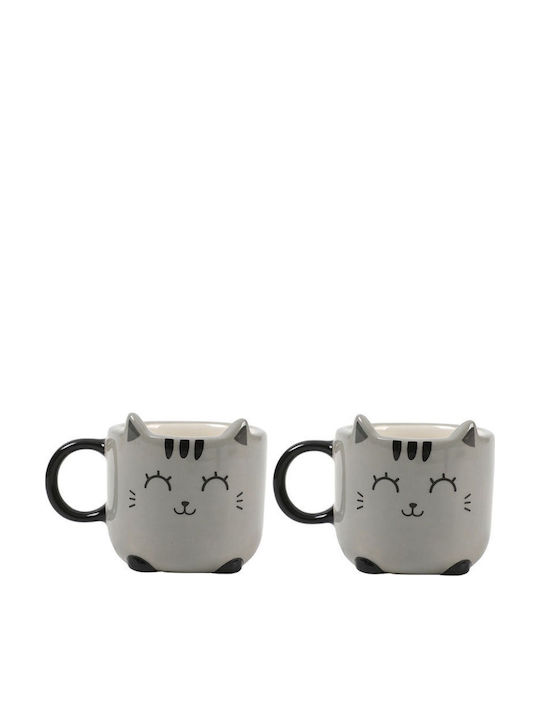 I-Total Set Tassen Kaffee aus Porzellan Gray 2Stück