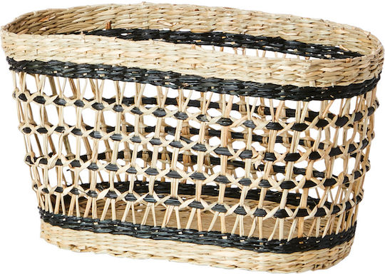 Wicker Baskets Set 3 Pieces Collect Black Natural 28x12x12 32x13x18 36x14x20cm