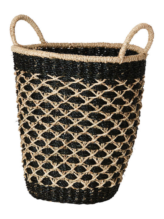 Wicker Storage Baskets Black Natural Set 2 Pieces
