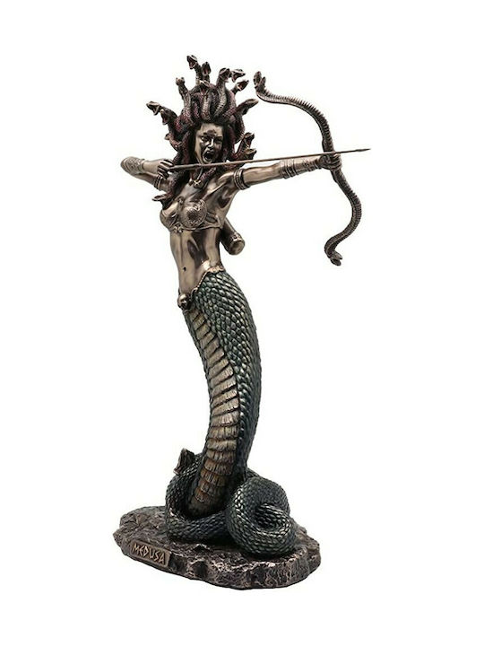 Medusa Bow Statue Electrolyzed Bronze Veronese 36cm