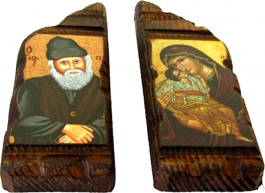 Σετ 2 Εικονων Μαγνητη Παναγια & Αγιος Παϊσιος 7.5x2.5 Cm Έκαστη