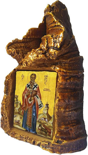 Saint Icon Modestus of Jerusalem – Tabletop Stone Heart-Shaped 14cm