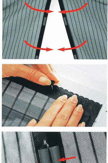 Sidirela Pet Friendly Door Mosquito Net with Velcro with Magnetic Clasp Black 220x140cm 291E3453