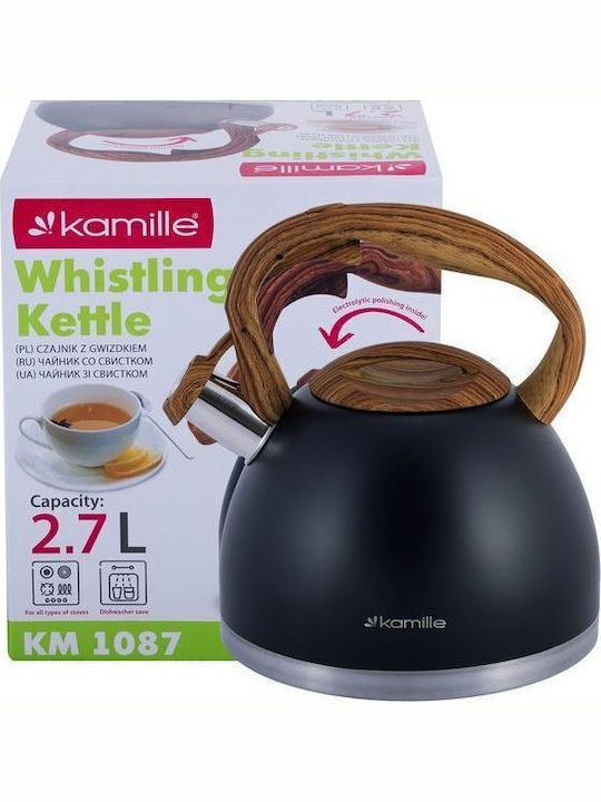 Kamille Kettle Stainless Steel Black 2700ml