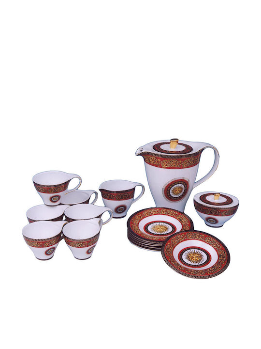 Karvounis Versace Teeset mit Tasse aus Porzellan Mehrfarbig 15Stück