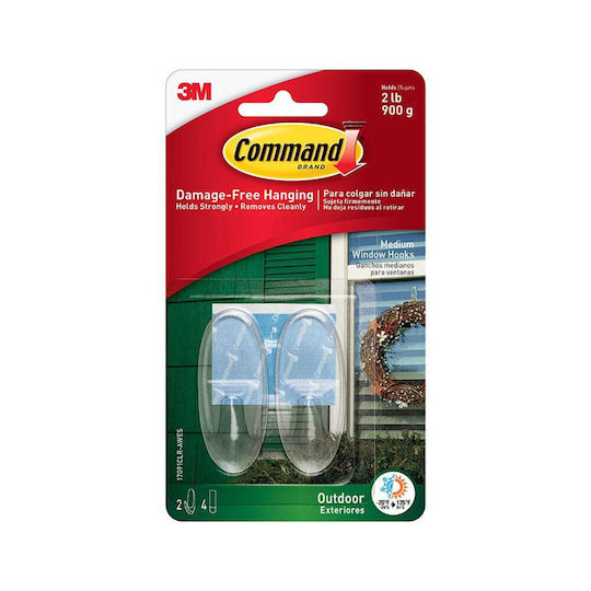 3M Command Plastic Hanger Kitchen Hook with Sticker Transparent 2pcs 17091AW