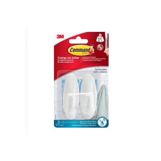 3M Command 17081 Cremăstrașuri cu autocolant Plastice Albe 2buc