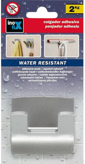 Inofix Metallic 2-Hook Kitchen Hanger with Sticker Silver S7905040