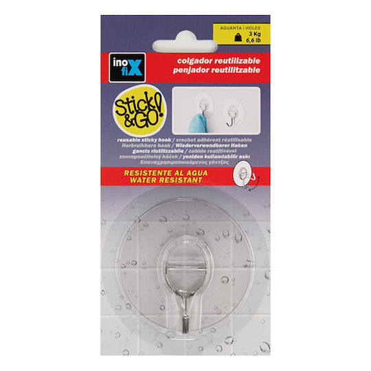 Inofix Metallic Hanger Kitchen Hook with Sticker Silver S7906759
