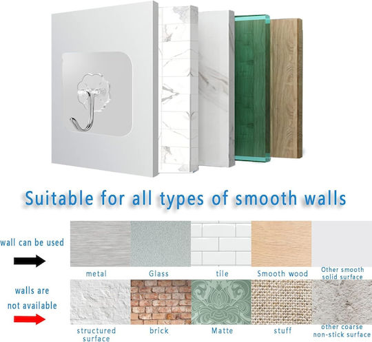 Cârlige autoadezive Tipa impermeabile rezistente la ulei 6x6cm max 10kg transparente pachet 10