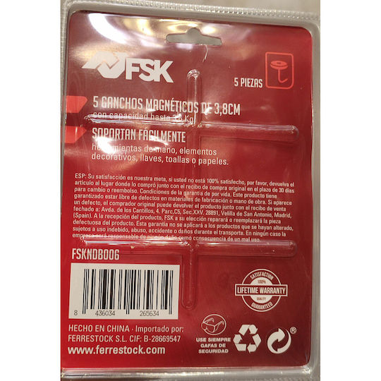 Ferrestock Metallic Hanger Kitchen Hook with Magnet Silver 5pcs