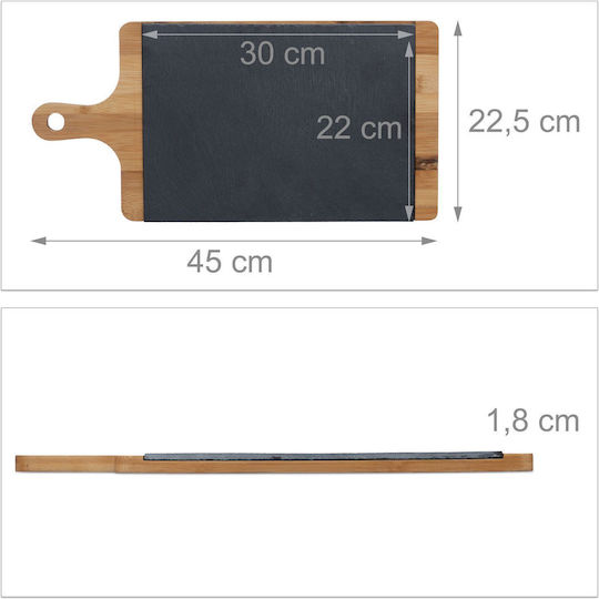 Relaxdays Platou de Servire cu mâner din Piatră 45x22.5x1.8buc 1buc