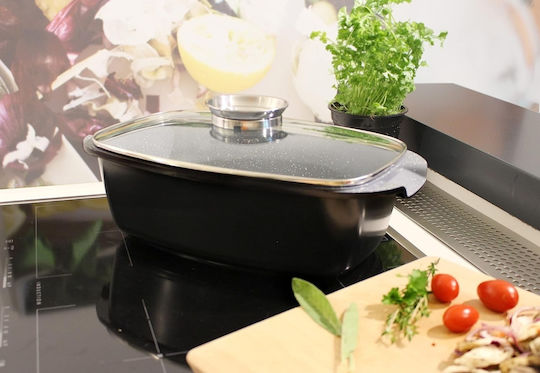 Royalty Line Dutch Oven Rectangular Made of Cast Aluminum with Glass Lid 32x22cm 1pcs