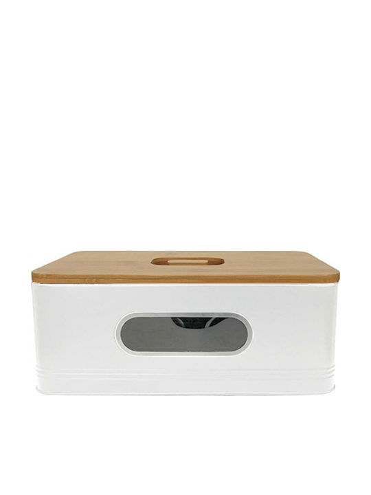 Marva Window Bread Box with Lid Metallic White 33x18x12cm
