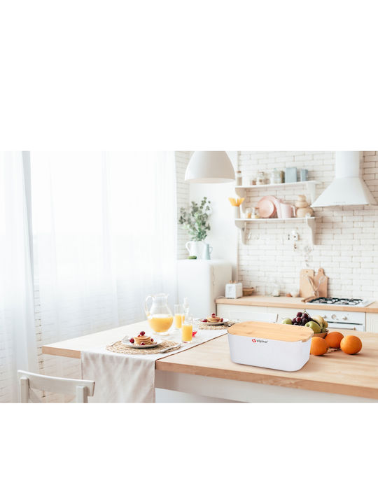 Alpina Appliances Bread Box with Lid Plastic White 33x12x18.5cm
