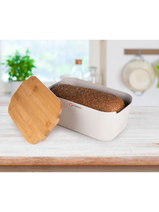 Alpina Appliances Bread Box with Lid Plastic White 33x12x18.5cm