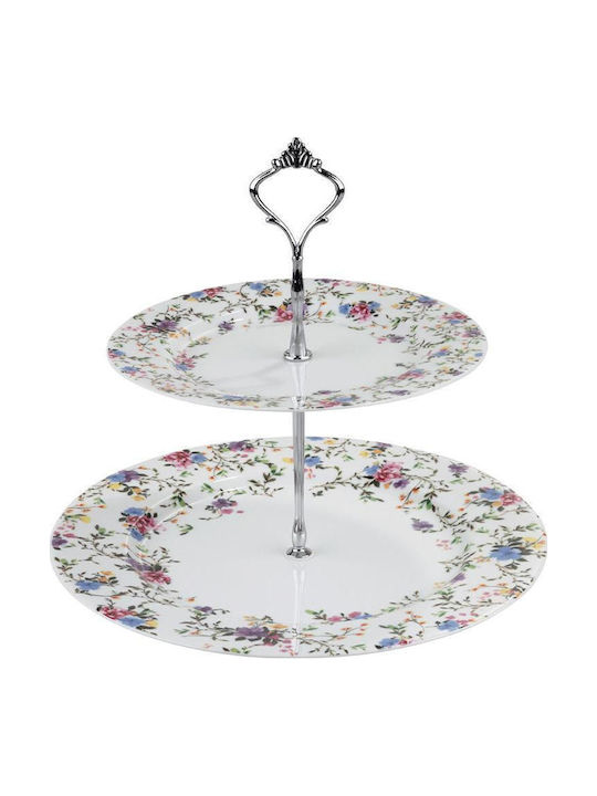 Oriana Ferelli Glass Dessert Tower Stand with 2 Tiers Silver Ø27cm