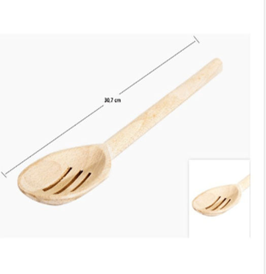 Giszben Lingură De Bucătărie Cu Găuri Din Lemn Galbenă 30cm