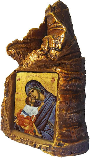 Holy Mary Eleousa Icon – Tabletop Stone Heart Shape 14cm