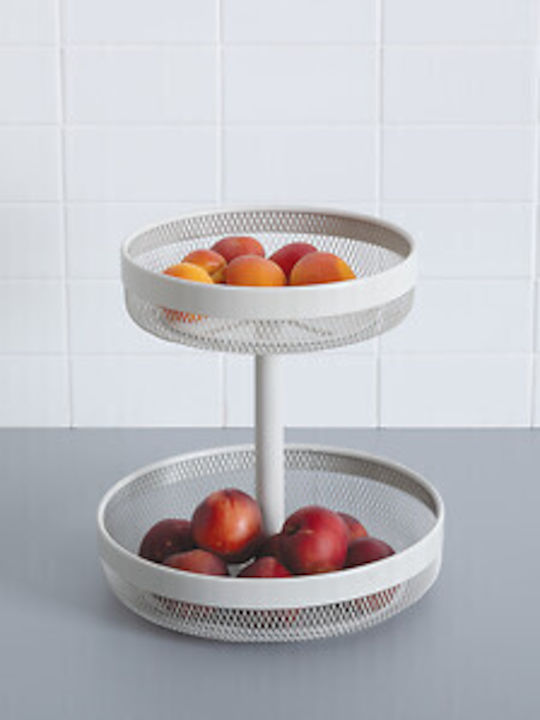 Atmosphera Fruit Bowl Metallic 2 Levels White 30x30x31cm
