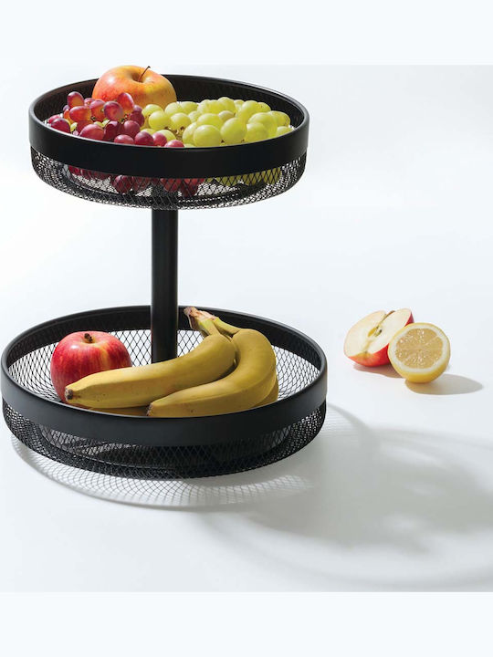 5Five Fruit Bowl Metallic 2 Levels Black 30x30x31cm
