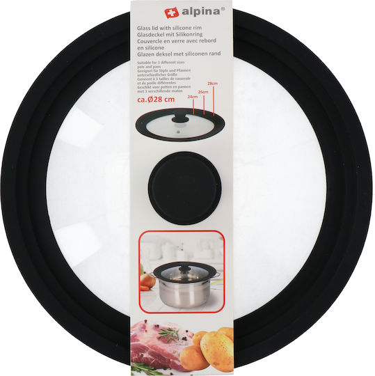Alpina Appliances Καπάκι για Κατσαρόλα Γυάλινο 28cm 07770 Alpina Appliances Καπάκι για Κατσαρόλα Γυάλινο 28cm 07770