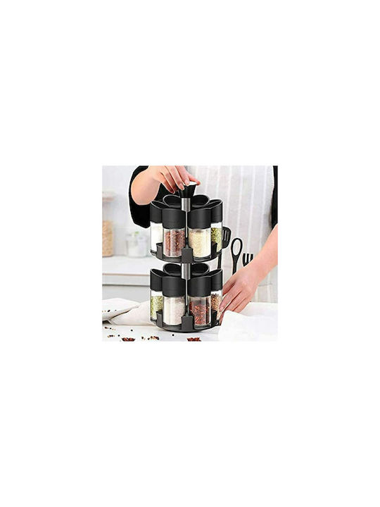 Plastic Tabletop Rotating Spice Rack PV-12 Black 12pcs