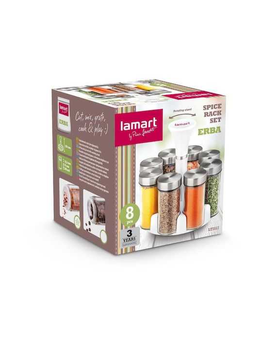Lamart Glass Tabletop Rotating Spice Rack White 8pcs