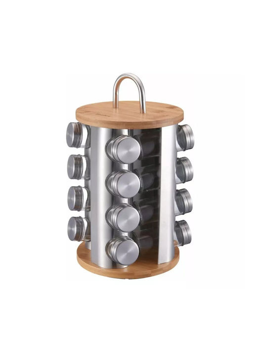 Klausberg Bamboo Tabletop Spice Rack with Stand Brown 16pcs