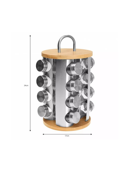 Klausberg Bamboo Tabletop Spice Rack with Stand Brown 16pcs