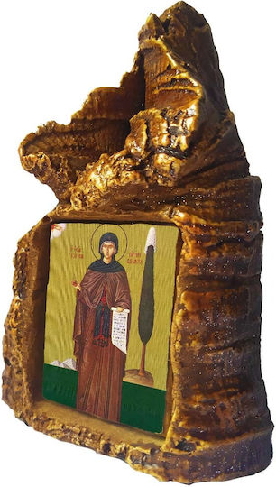 Saint Icon of Holy Irini Chrysovalantou – Tabletop Stone Heart Shape 14cm