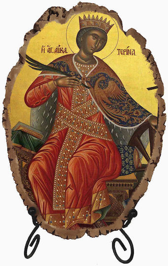 Saint Catherine Stone Icon Base and Wall 21cm