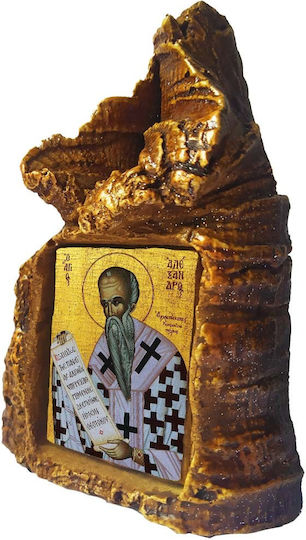 Saint Alexander Icon – Tabletop Stone Heart Shape 14cm