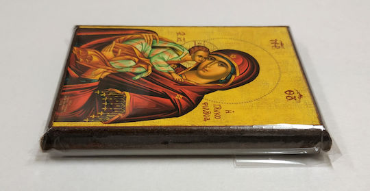 Virgin Mary Christ Glykophilousa "Icon Frame Category Paper Krn No 00 Dimension 6.5cm X 9.5cm" Icon Wood MDF S&k Byzantine Icons