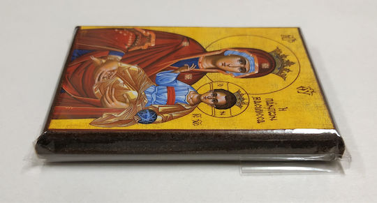 Holy Mary Christ Guide Queen Icon with Frame Category Paper Krn No 00 Dimensions 6.5cm x 9.5cm Wooden MDF S&k Byzantine Icons