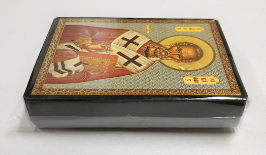 Saint Nicholas Archbishop of Myron Lykia Flat Icon Gold-Leaf Category Paper Xkl No 00 Dimensions 6.5cm x 9.5cm Wooden MDF S&k Byzantine Icons