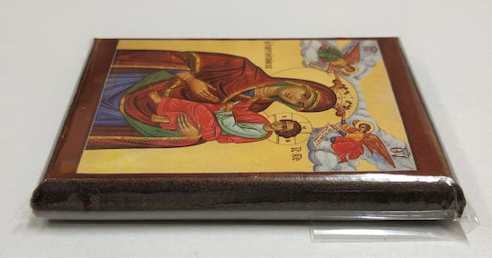 Holy Mary Christ Guide Gorgoipikous Angel Icon with Frame Category Paper Krn No 00 Dimensions 6.5cm X 9.5cm Wooden MDF S&k Byzantine Icons