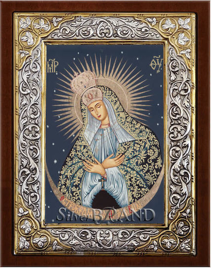 Holy Mary of Stars Silver Icon Screen Print 26x20cm