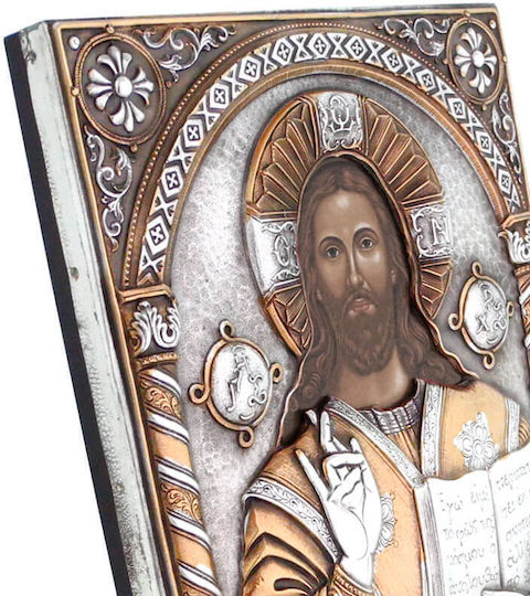 Jesus Christus Silber Ikone 25x20cm