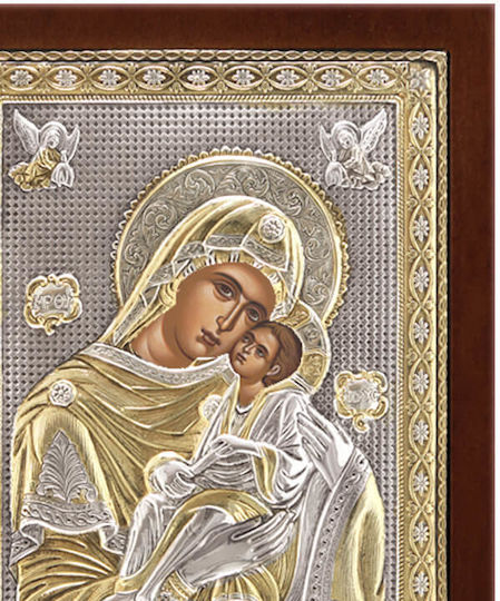 Holy Mary Sweet-Kissing Silver Gilded Icon 31x24cm