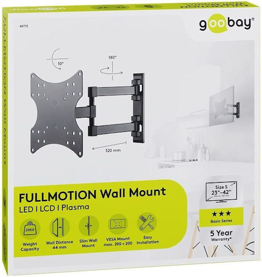 Goobay Fullmotion 41948199 Βάση Τηλεόρασης Τοίχου έως 20kg