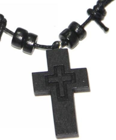 Colier Cruce Cu Pandantiv Handmade Ecleziastic Din Lemn Negru Mărgele Din Lemn Tatu Moyo 1059-602