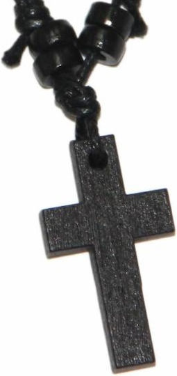 Colier Cruce Cu Pandantiv Handmade Din Lemn Negru Articol Ecleziastic Mărgele Din Lemn Tatu Moyo 1059-604