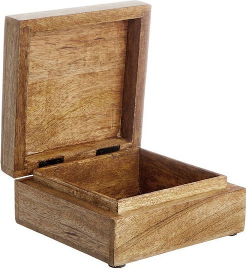 Treasure Квадратна Кутия С Резба S Светлокафяво Мангово Дърво Дължина 14 X Ширина 14 X Височина 6 Cm