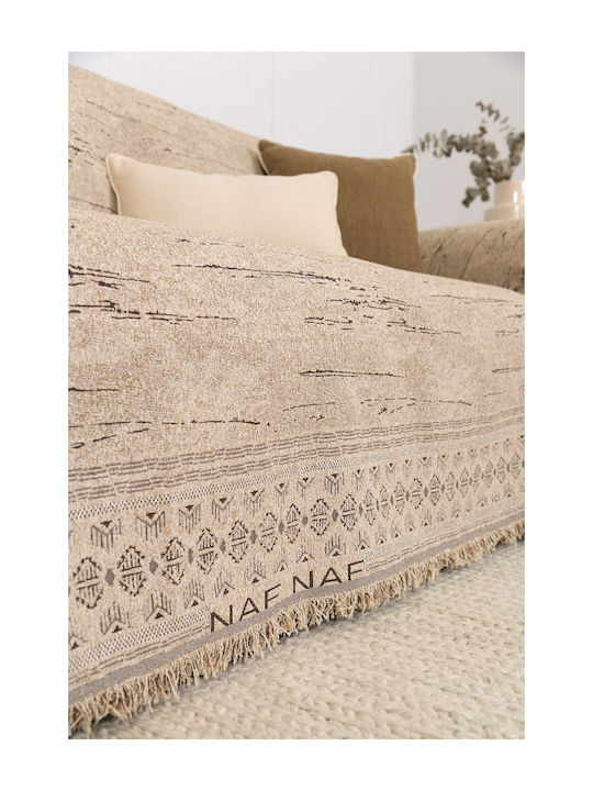 Naf Naf Crown Sofa Throw Chenille 180x250cm Beige