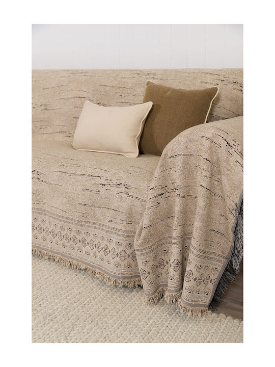 Naf Naf Crown Sofa Throw Chenille 180x250cm Beige
