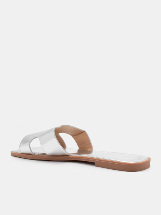 Women's Flat Sandals in Silver Color