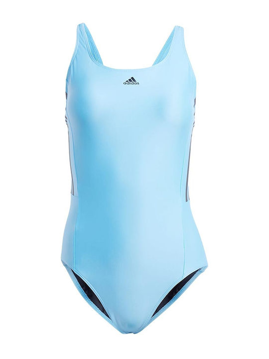 Mid 3-stripes Athletic One-Piece Swimsuit Light Blue