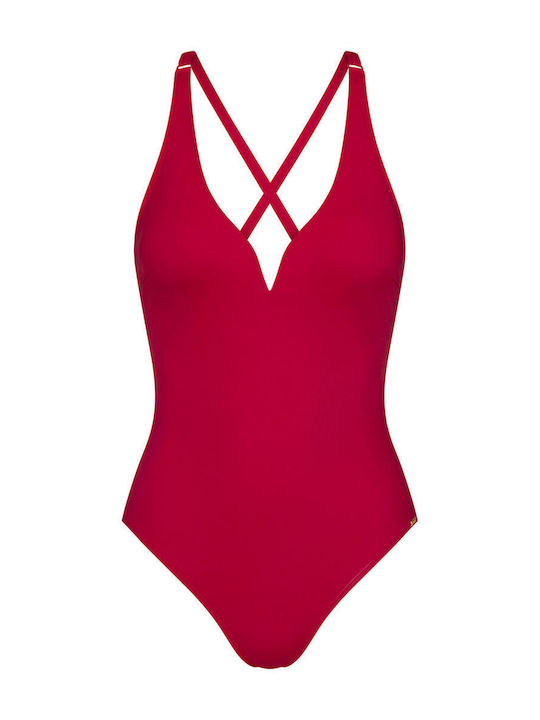 Flex Smart Summer Ein Stück Badeanzug Für Große Brüste Rot